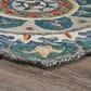 L&R Resources Sinuous Eclectic Floral Mandala 4" Scalloped Green and Multicolor Area Rug, , large