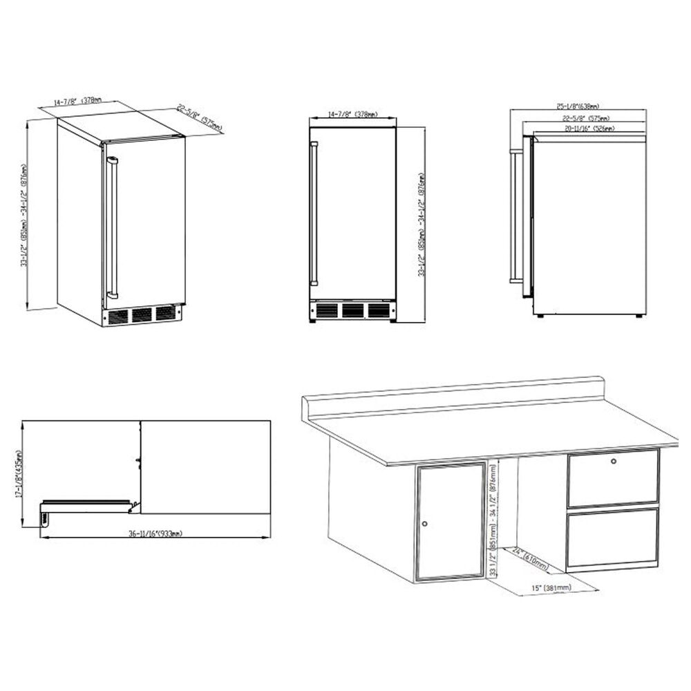 Thor Kitchen 26 Lbs Indoor/Outdoor Ice Maker with Square Cube Ice in Stainless Steel, , large