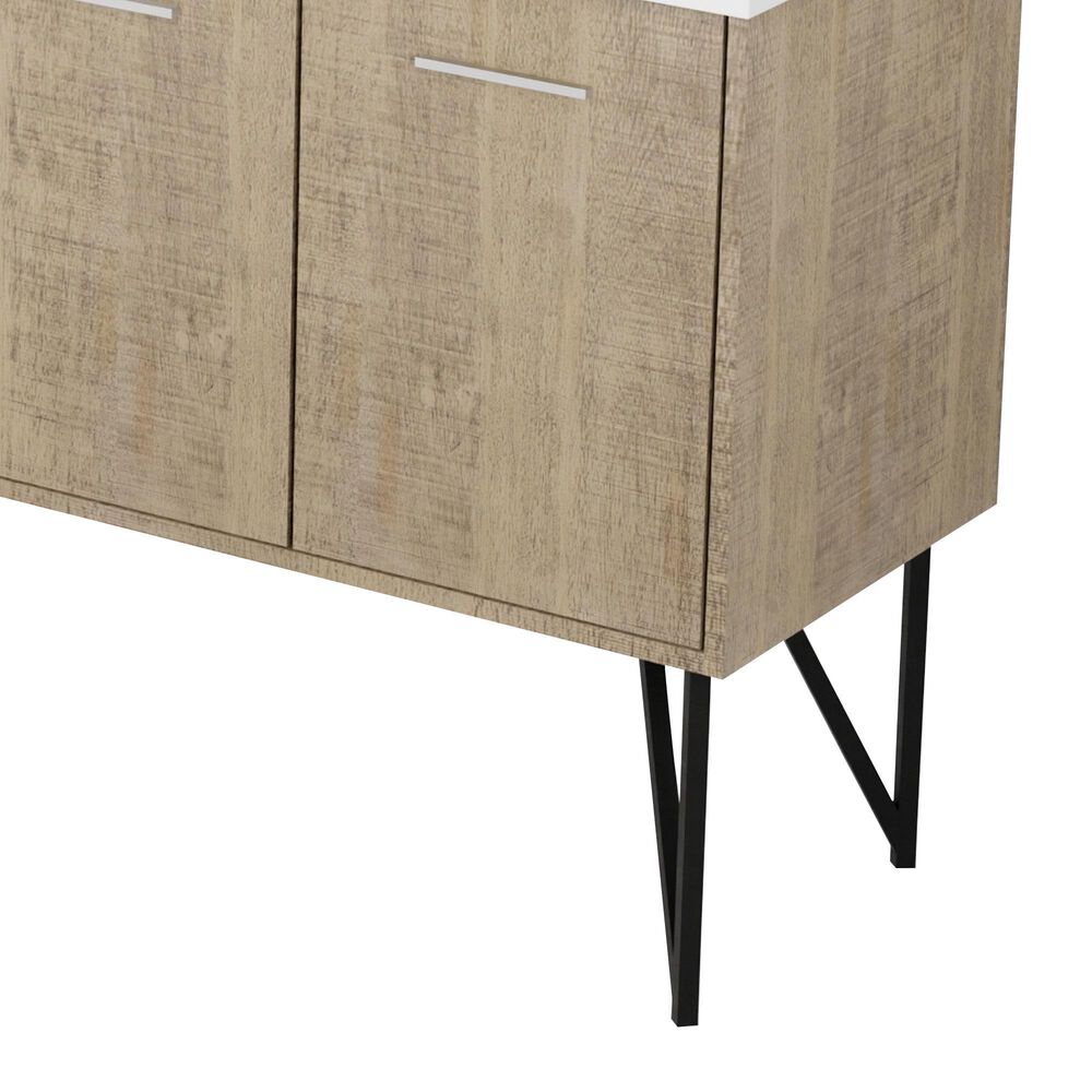 Lexora Home Lancy 72" Double Bathroom Vanity in Rustic Acacia with 2 cm White Quartz Top and Rectangular Sinks, , large