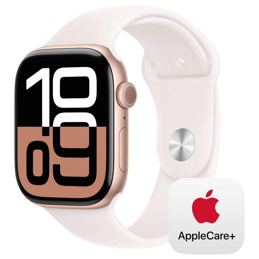Apple Watch Series 10 GPS + Cellular 46mm Rose Gold Aluminum Case with Light Blush Sport Band - M/L, , large