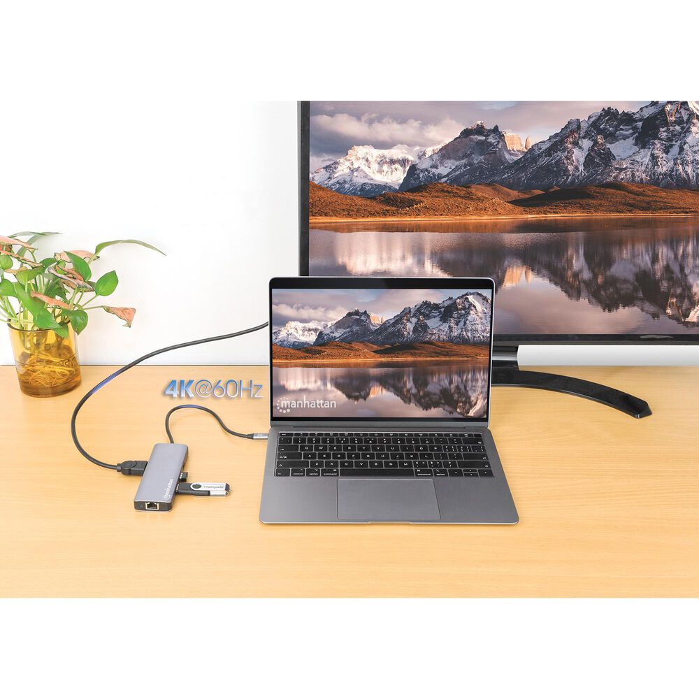 Manhattan USB-C PD 9-In-1 HDMI 4K Docking Station/Multiport Hub in Space Gray, , large