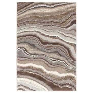 Central Oriental Structures Torrent Arette 5" x 7"6" Cloud and Multicolor Area Rug, , large