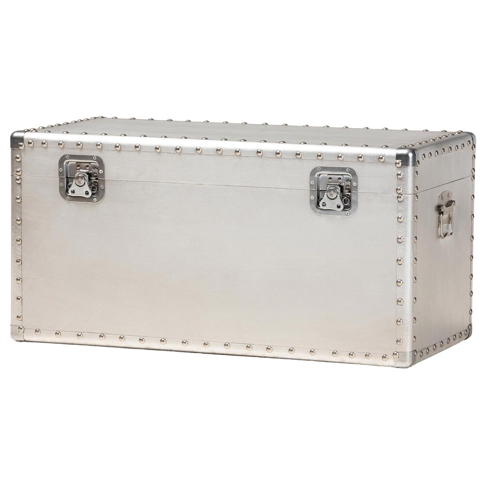 Baxton Studio Serge Storage Trunk in Silver, , large