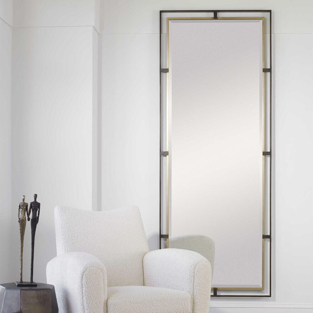 Uttermost Carrizo Rectangular Tall Mirror in Rustic Bronze and Light Antique Gold Leaf, , large