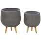 Maple and Jade Farmhouse Round Planter in Gray and Brown (Set of 2), , large