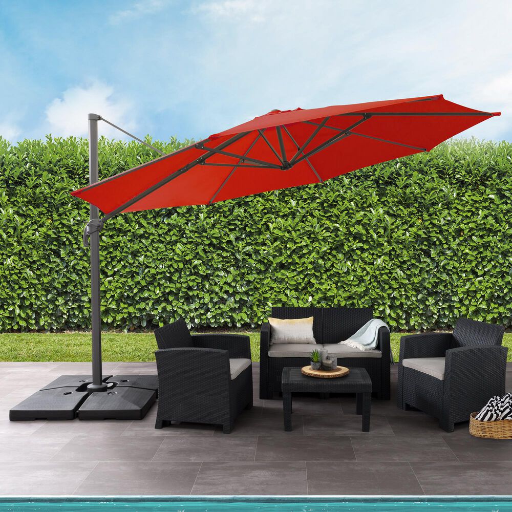 CorLiving 11.5' UV Resistant Deluxe Patio Umbrella in Crimson Red, , large