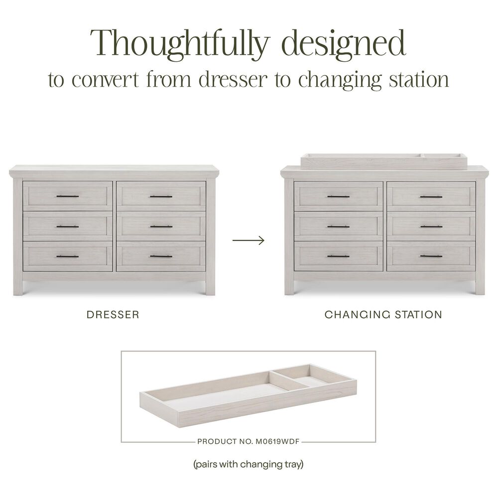 DaVinci Emory Farmhouse 6-Drawer Dresser in White Driftwood, , large