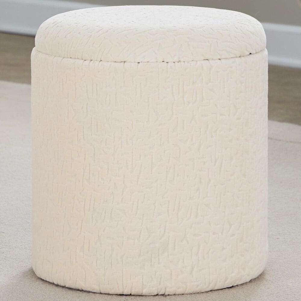 LumiSource Tahoe 18" Storage Ottoman in Beige, , large