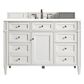 James Martin Brittany 48" Single Bathroom Vanity in Bright White with 3 cm White Zeus Quartz Top and Rectangular Sink, , large
