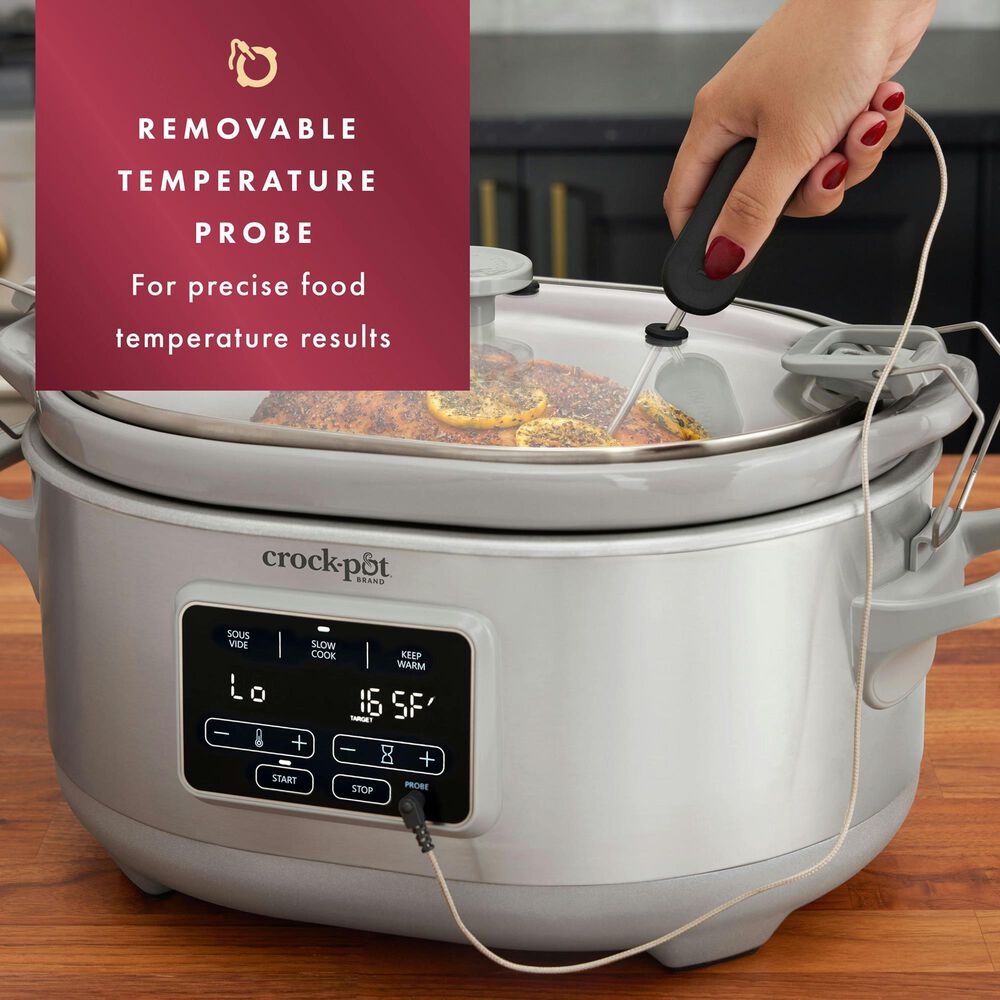 Crock-Pot 7-Quart Programmable Cook and Carry Slow Cooker in Stainless Steel, , large