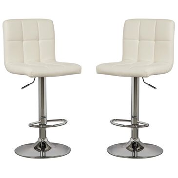 Signature Design by Ashley Bellatier Adjustable Height Bar Stool in Bone and Chrome - Set of 2, , large