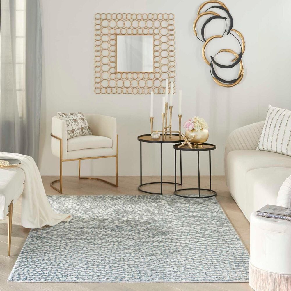 Nourison Joli 5&#39;3&quot; x 7&#39;3&quot; Ivory, Blue and Grey Area Rug, , large