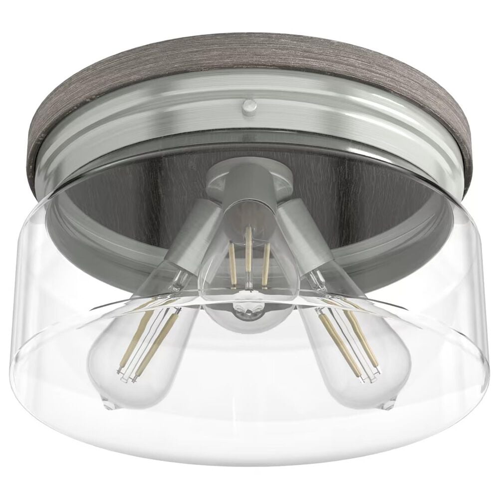 Hunter Devon Park 3-Light Flush Mount in Brushed Nickel and Grey, , large