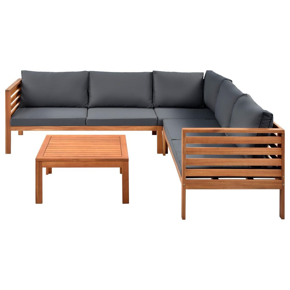 Hearth and Haven 4-Piece Outdoor Sectional Set in Gray, , large