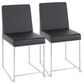 Lumisource Fuji Side Chair with Black Faux Leather Cushion in Brushed Stainless Steel (Set of 2), , large