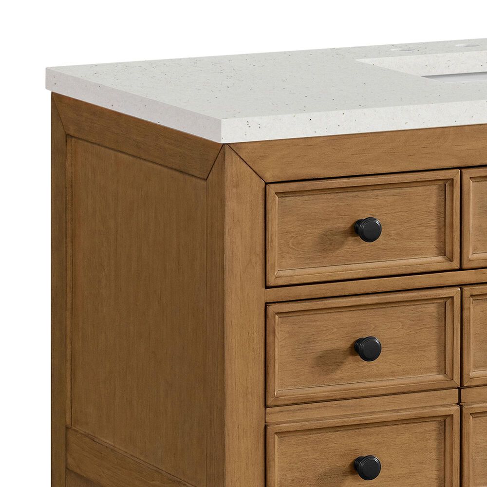 James Martin Malibu 48&quot; Single Bathroom Vanity in Amber Birch with 3 cm Lime Delight Quartz Top and Rectangular Sink, , large
