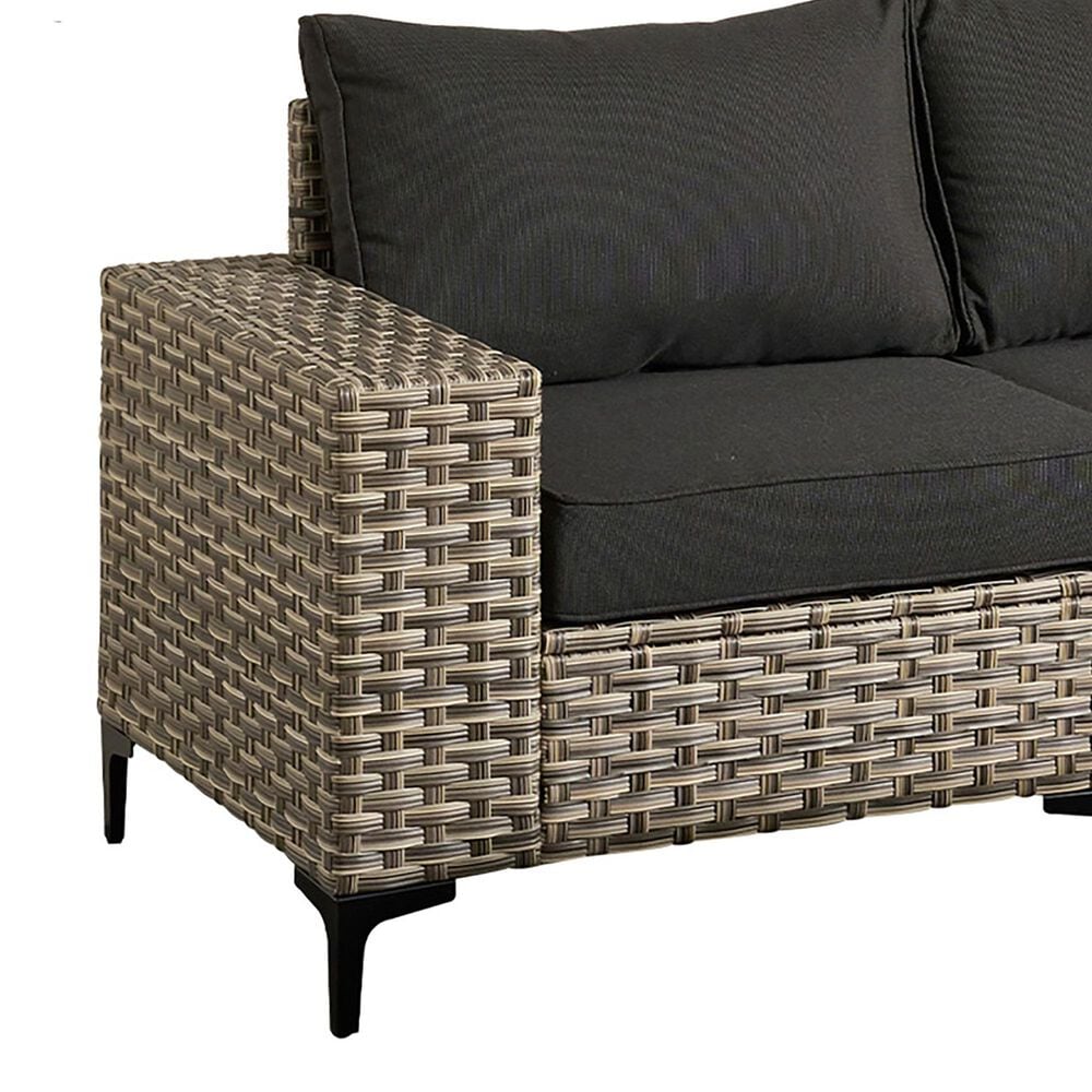 HOMLUX 4-Piece Patio Modular Sofa and Ottoman Set in Black, , large