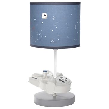 Lambs and Ivy Star Wars Millennium Falcon Lamp with Bulb in White and Dark Gray, , large