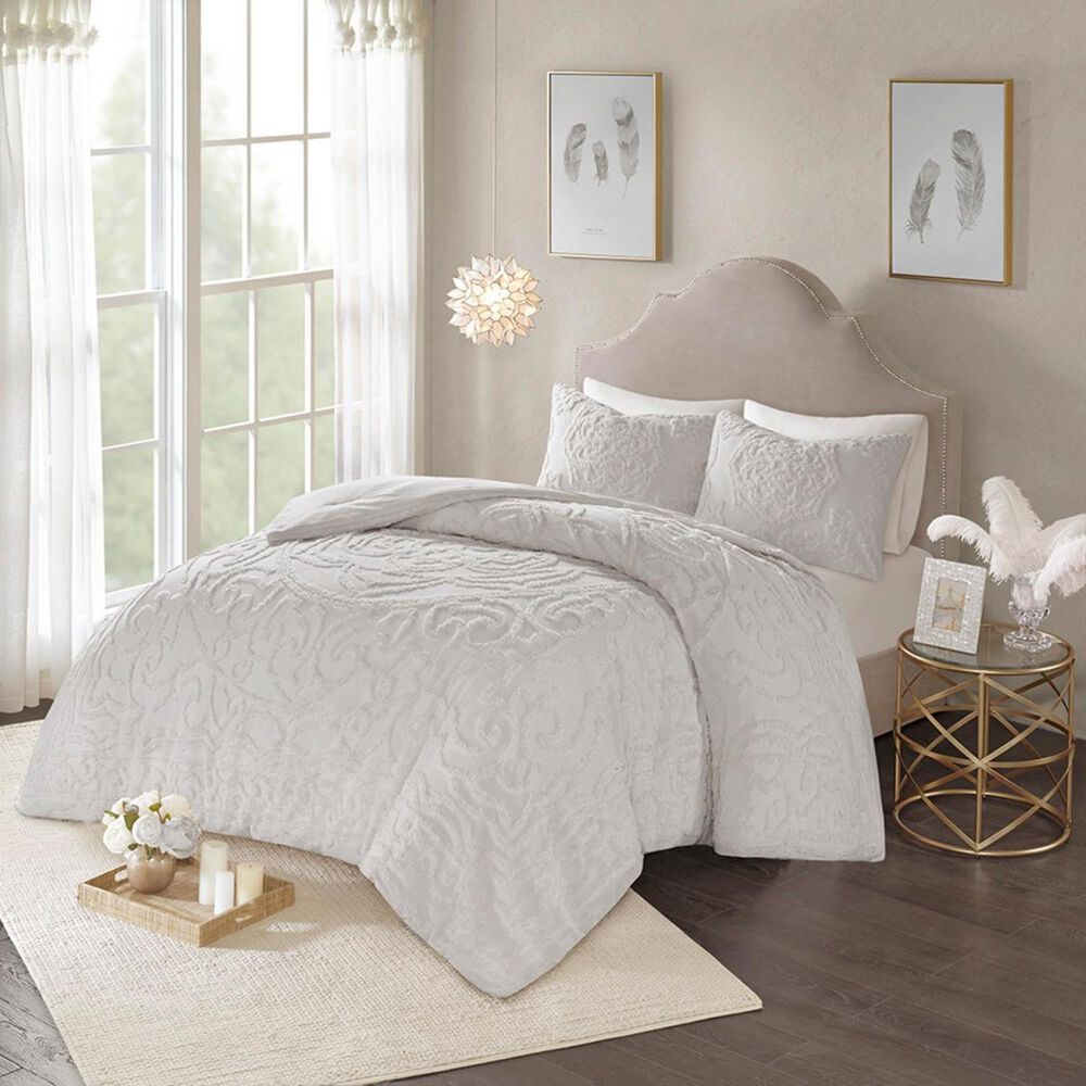 Hampton Park Laetitia 3-Piece Queen Comforter Set in Gray, , large