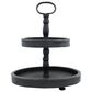 Creative Coop 2-Tier Tray with Metal Handle in Distressed Black, , large