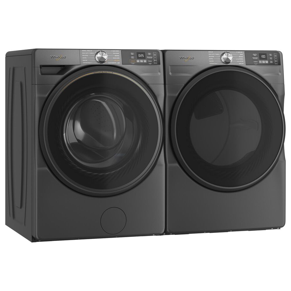 Whirlpool 4.5 Cu. Ft. Smart Front Load Washer and 7.4 Cu. Ft. Smart Gas Dryer Laundry Pair in Volcano Black, , large