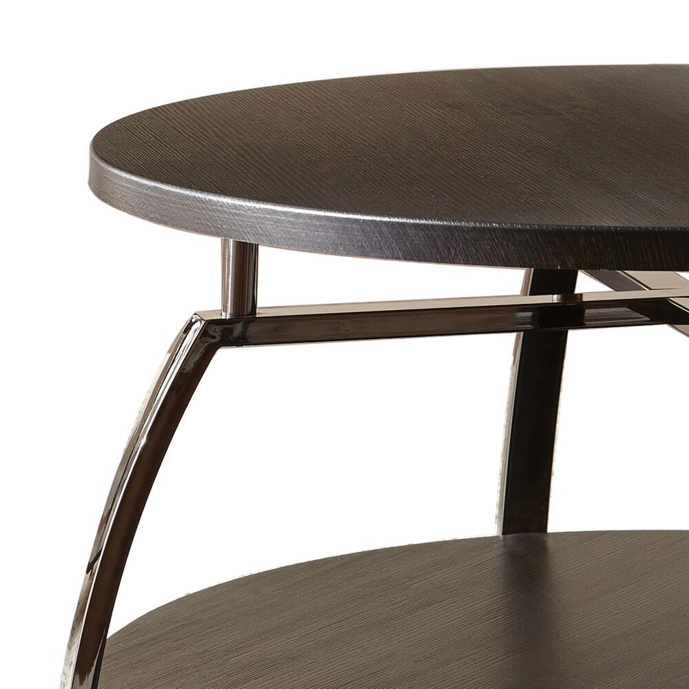 Steve Silver Furniture Coham Round Cocktail Table with Casters in Black Nickel and Espresso Brown, , large