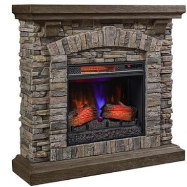 Fabio Flames Montana Mantel Fireplace in Smoky Grey Stone, , large