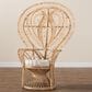 Baxton Studio Fedra Patio Accent Chair with Natural Brown Rattan in White, , large