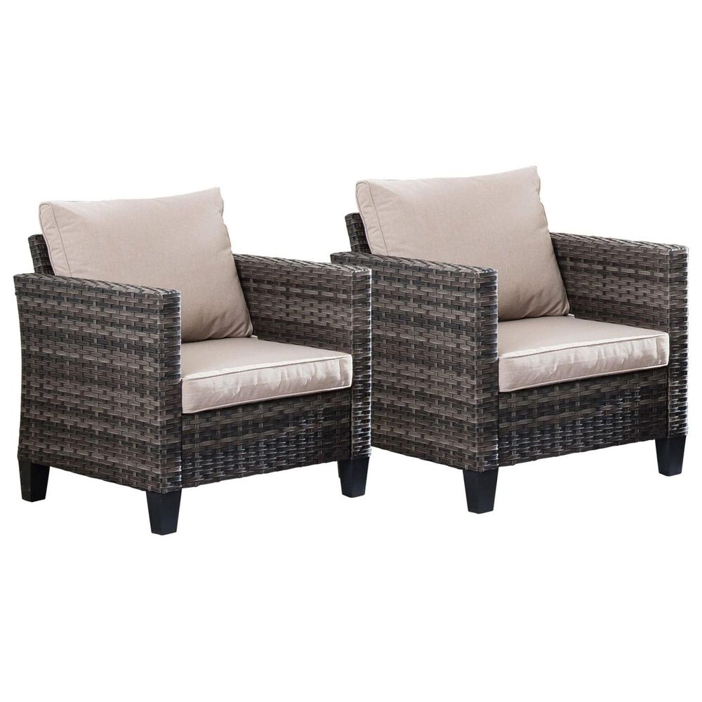 HOMLUX 28" Patio Single Chair in Beige (Set of 2), , large