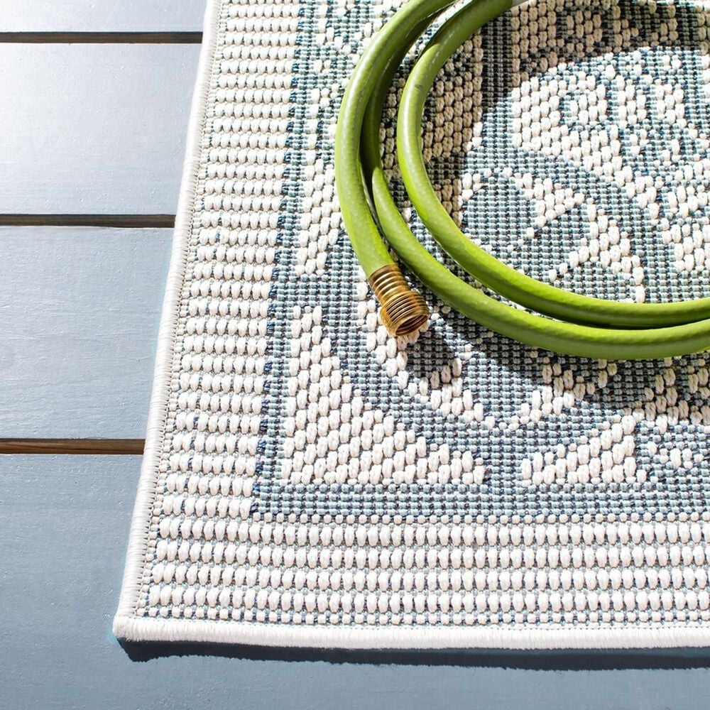 Safavieh Bermuda Floral 2&#39; x 8&#39; Ivory and Light Blue Indoor/Outdoor Area Performance Rug, , large