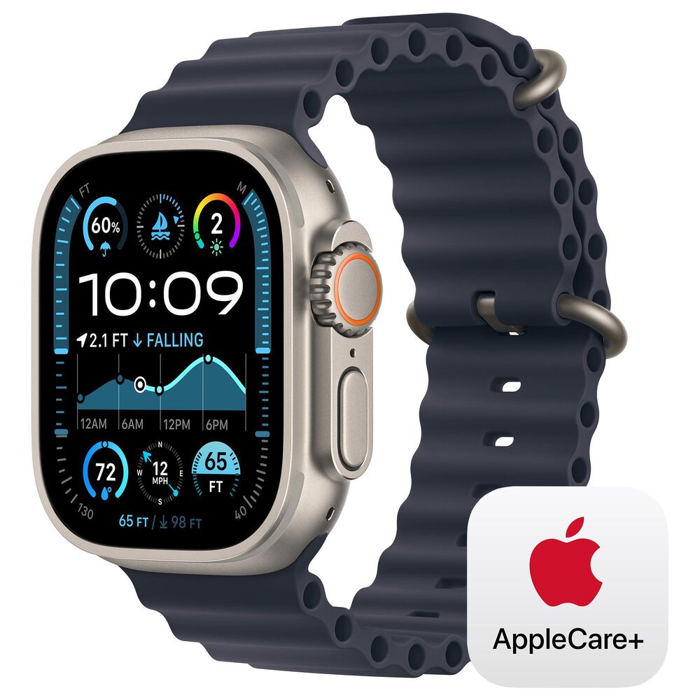Apple Watch Ultra 2 GPS + Cellular 49mm Natural Titanium Case with Navy Ocean Band, , large