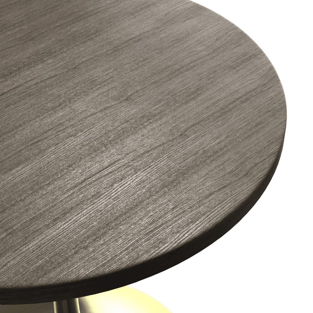 Leisuremod LeisureMod Verve Collection 48 Round Dining Table, Brushed Gold Base with Dark Maple MDF Top, , large