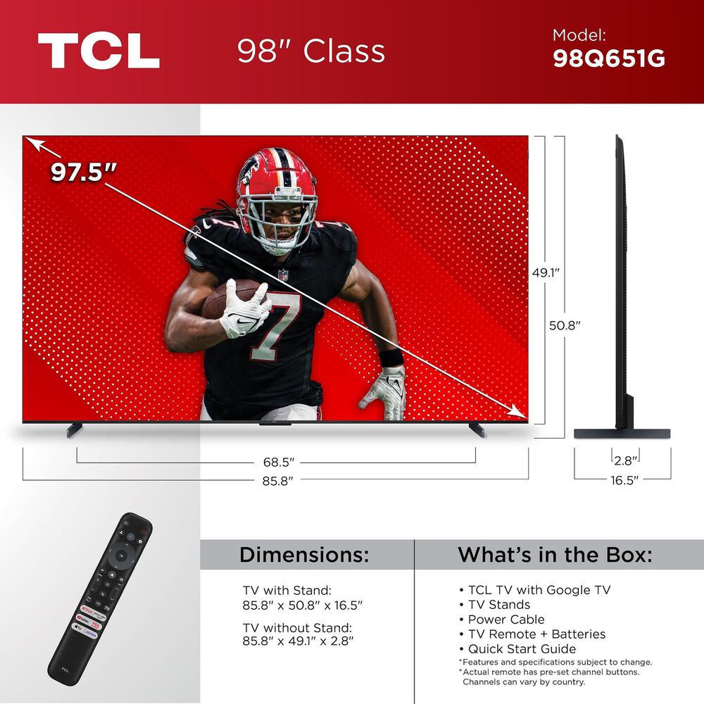 TCL 98&quot; Class Q6 Series 4K UHD HDR QD-Mini LED - Smart Google TV with Q Class 5.1.2 Channel Soundbar System in Black, , large