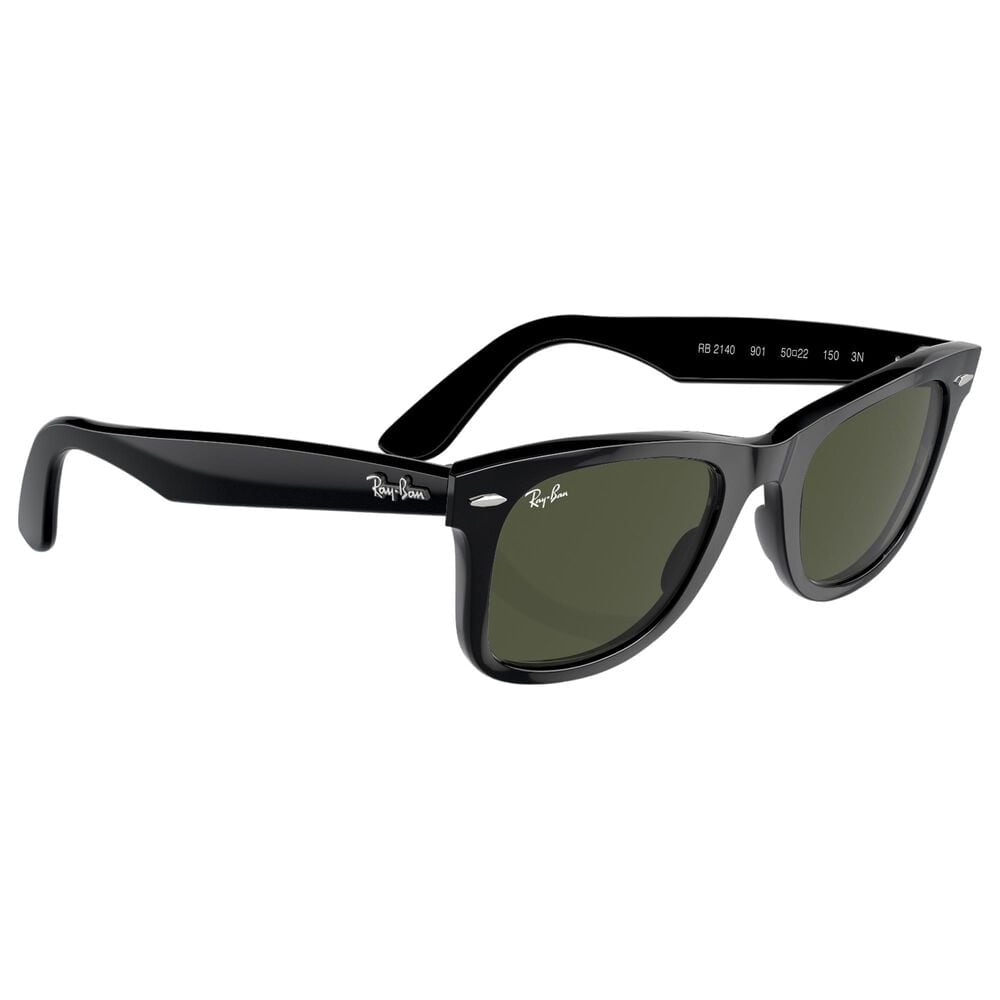 Rayban Glasses Original Wayfarer Classic Sunglasses with G-15 Green Lenses in Polished Black, , large