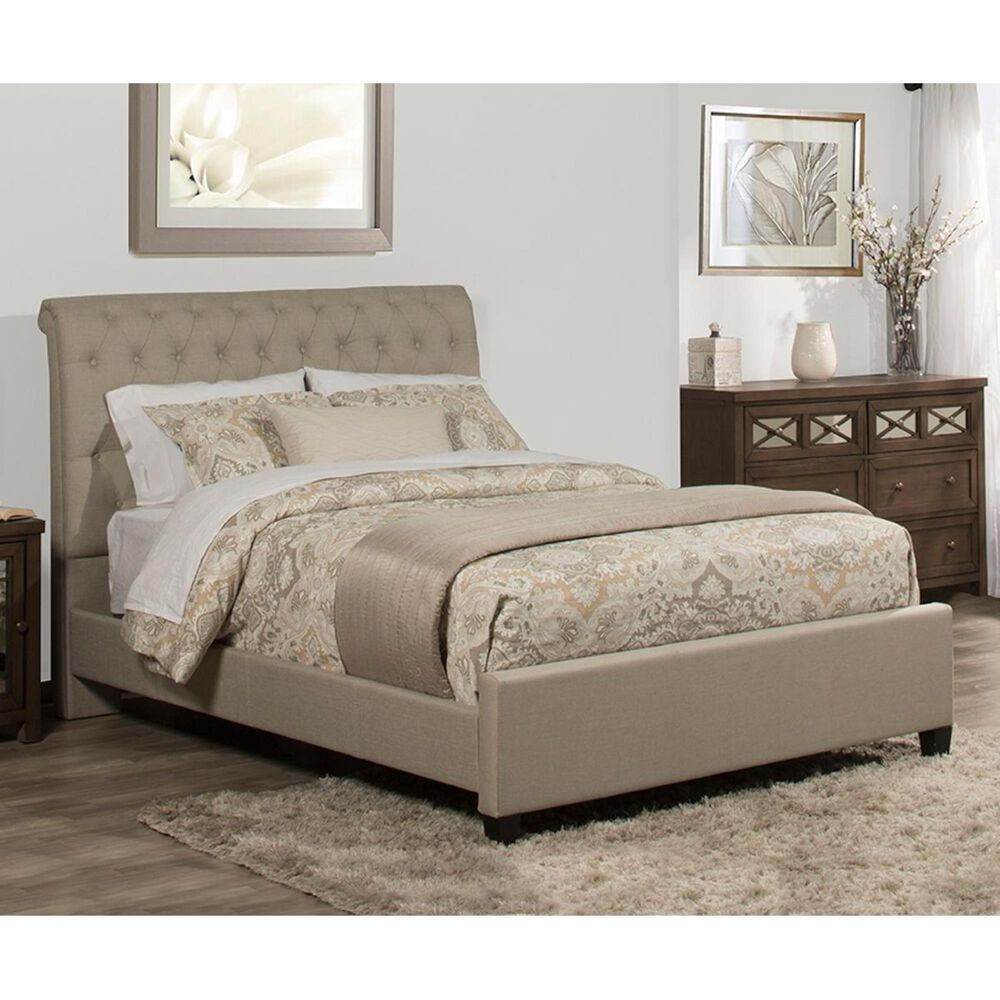 Richlands Furniture Napleton King Upholstered Bed in Sandstone Linen, , large