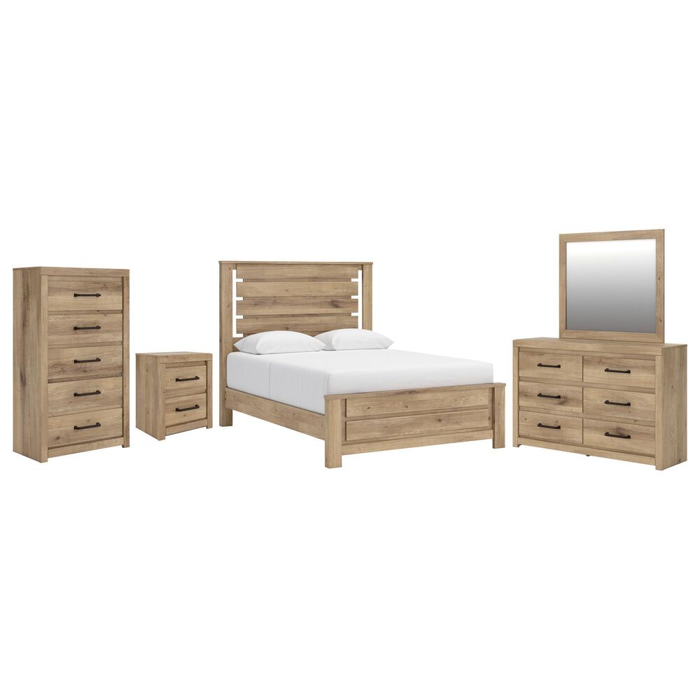Ashley Brozmont 5 Piece Queen Platform Panel Bedroom Set in Natural Brown, , large