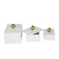 Maple and Jade 3-Piece Decorative Box Set with Finial in Polished White and Metallic Gold, , large