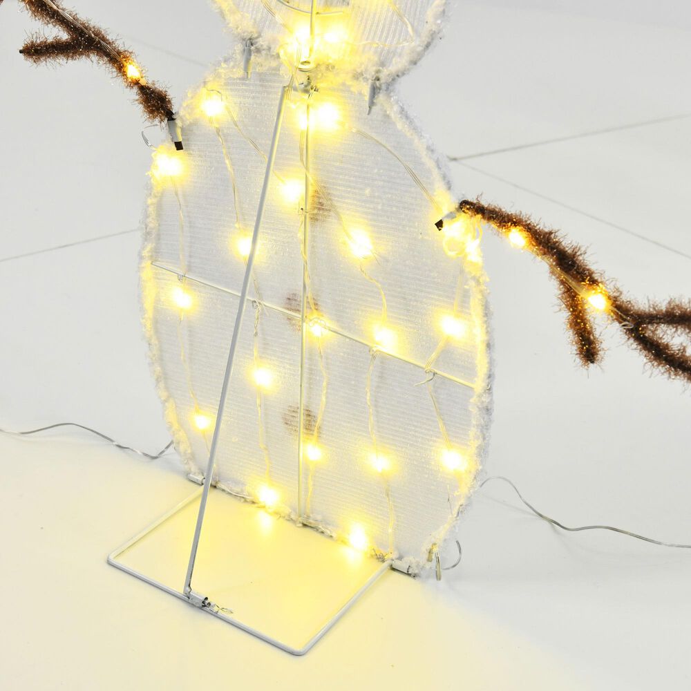 HOMLUX 2-Piece Heart Snowman with LED Lights in White, , large