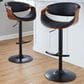 LumiSource Symphony Swivel Adjustable Bar Stool with Black Upholstery in Walnut and Black (Set of 2), , large