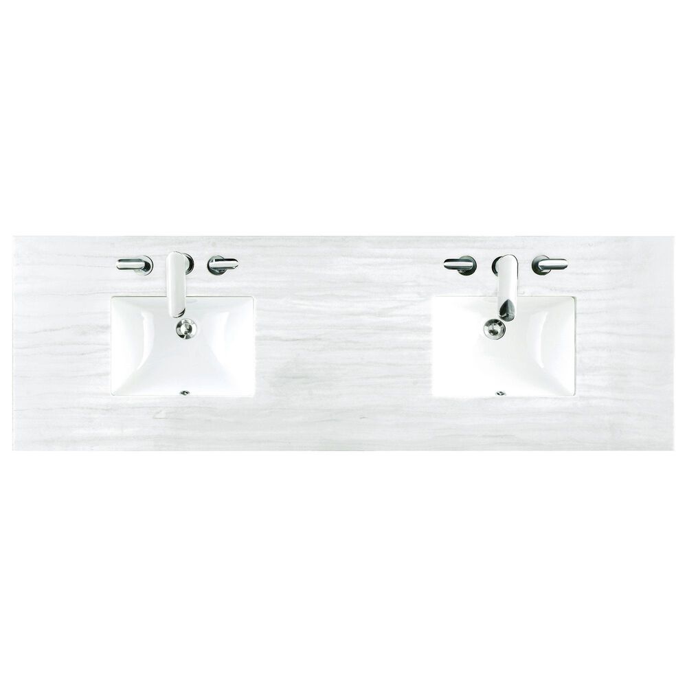 James Martin Vanities Lorelai 72&quot; Double Vanity in Light Natural Oak with 3 cm Arctic Fall Solid Surface Top, , large