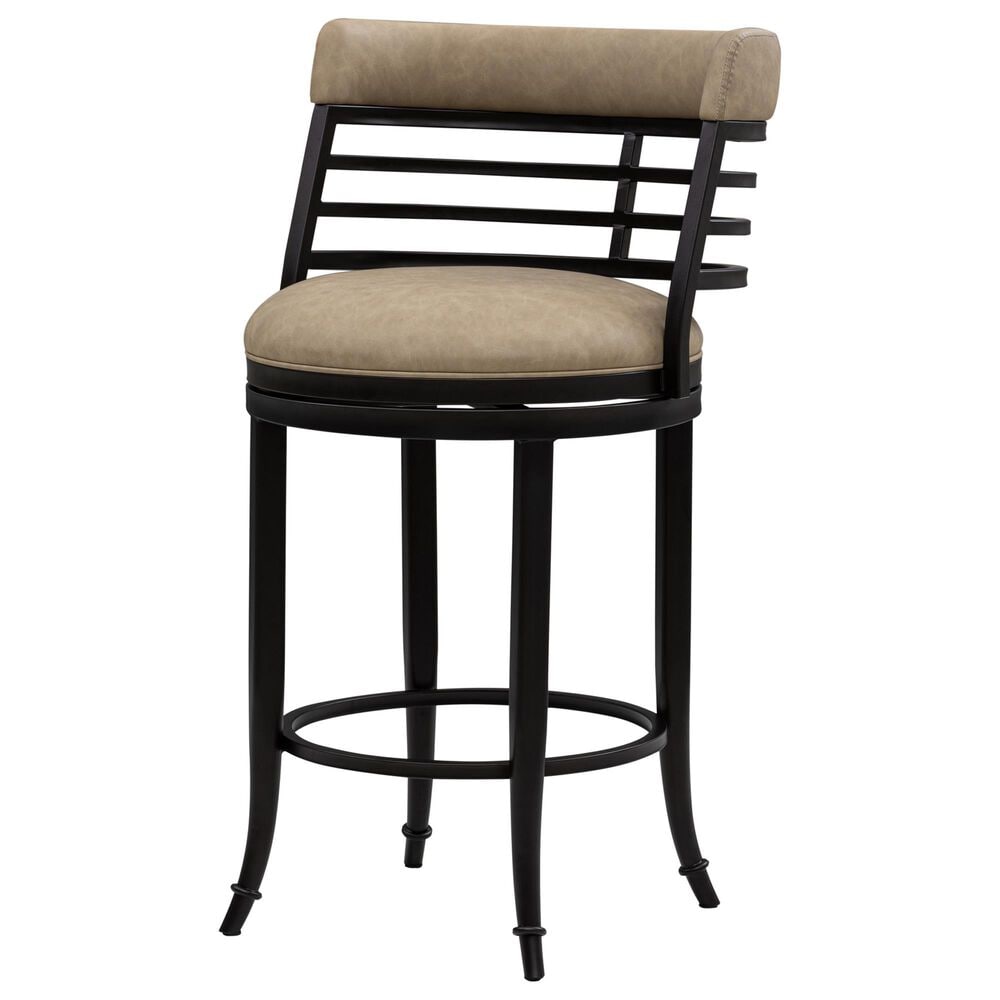 Armen Living Telia Counter Height Stool with Mushroom Brown Upholstery in Dark Brown, , large