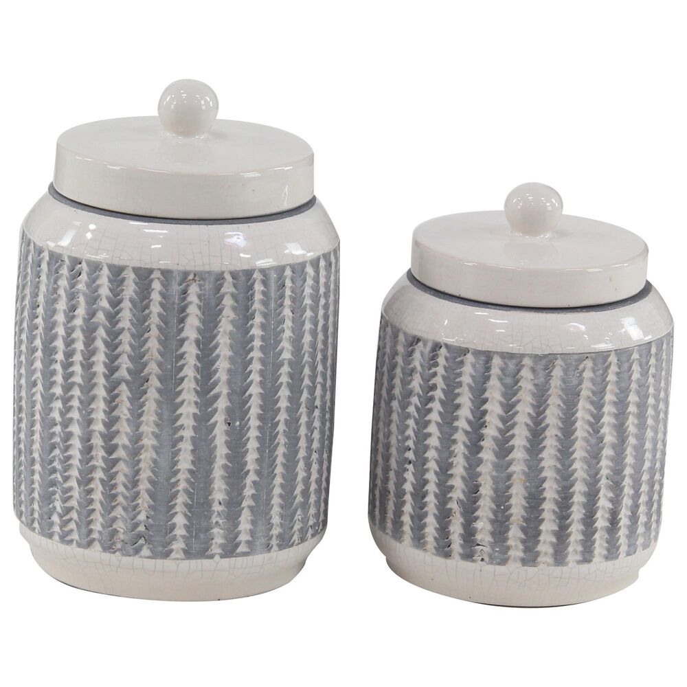 Maple and Jade Country Decorative Jar in White and Grayish Black (Set of 2), , large