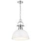 Golden Lighting Duncan 1-Light Pendant with Chain and Matte White Shade in Chrome, , large