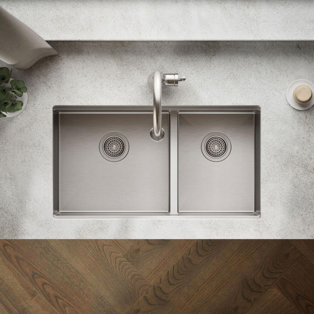 Kohler Strive 32" Undermount Double Bowl Kitchen Sink in Stainless Steel, , large
