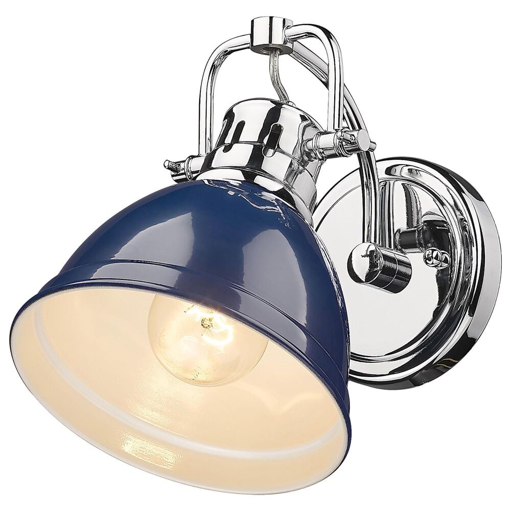 Golden Lighting Duncan 1-Light Bath Vanity with Navy Shade in Chrome, , large