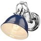 Golden Lighting Duncan 1-Light Bath Vanity with Navy Shade in Chrome, , large