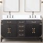 Lexora Home Laurel 60" Double Bathroom Vanity in Black Oak with White Quartz Top and Rectangular Sinks, , large