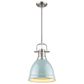Golden Lighting Duncan 1-Light Small Pendant with Rod and Seafoam Shade in Pewter, , large