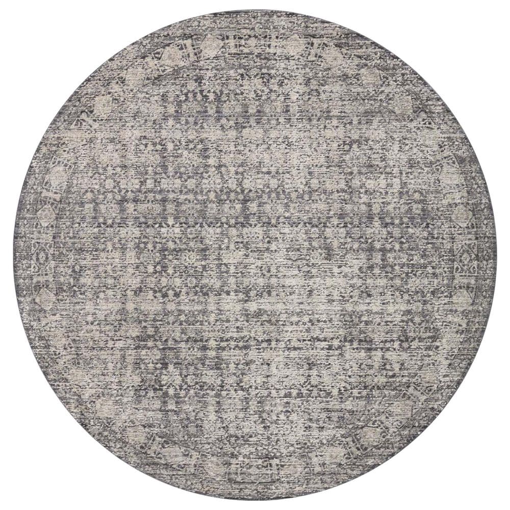Amber Lewis x Loloi Alie 7"10" Round Charcoal and Dove Area Rug, , large
