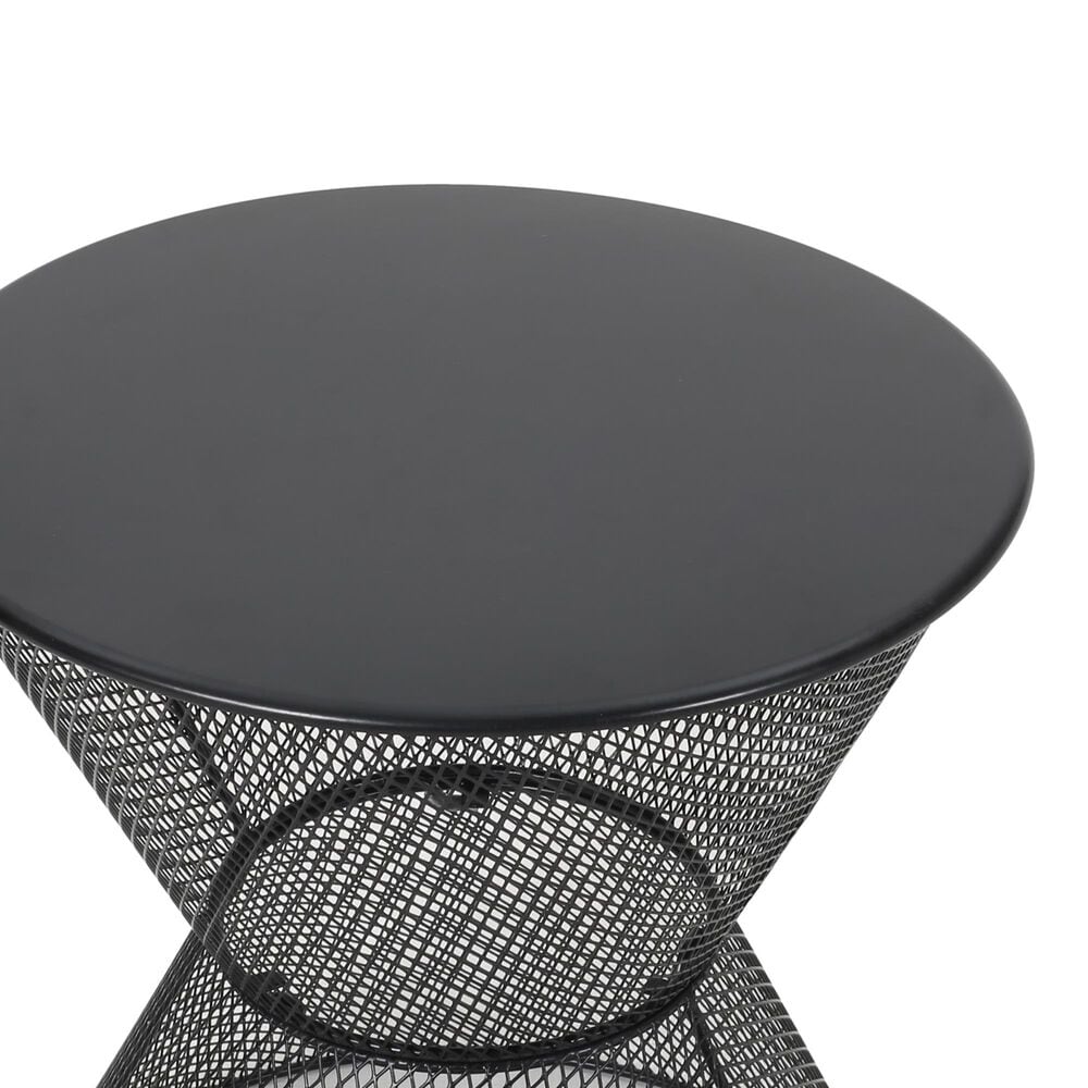 Hearth and Haven Nevada Round Patio Side Table in Matte Black, , large